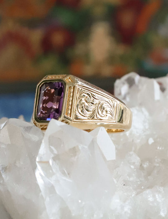 Amethyst Engraved Ring