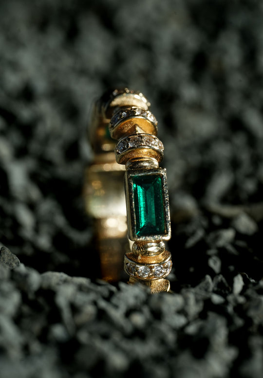 Emerald Orbit 14k Gold Ring