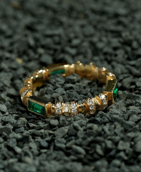 Emerald Orbit 14k Gold Ring