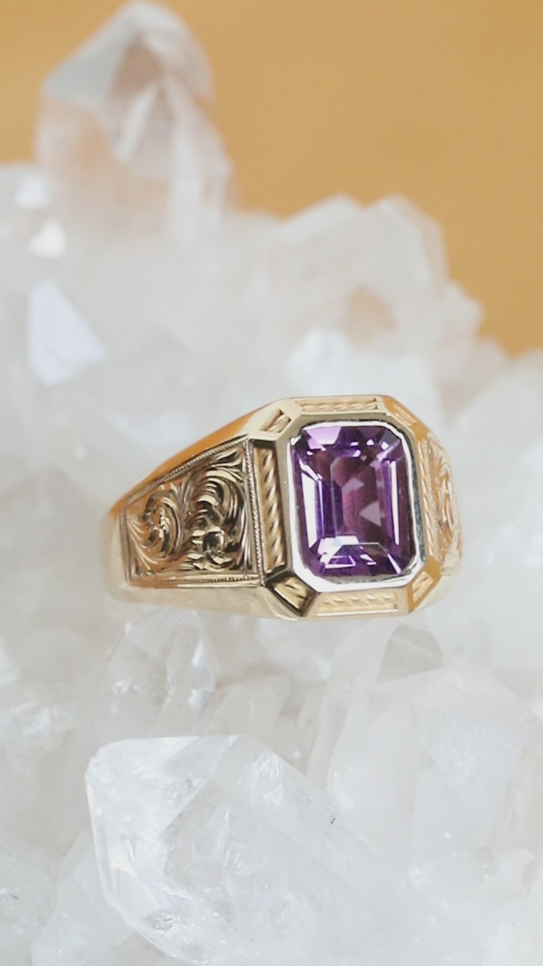 Amethyst Engraved Ring
